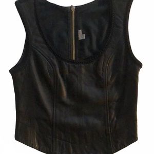 Leather stretch crop top!!